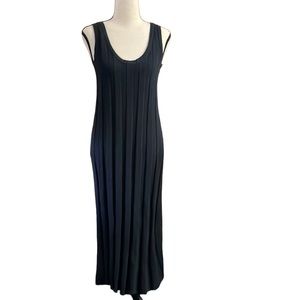 Modern Citizen Anina Wide Ribbed Black Sleeveless Linen Cotton Maxi Dress Size S